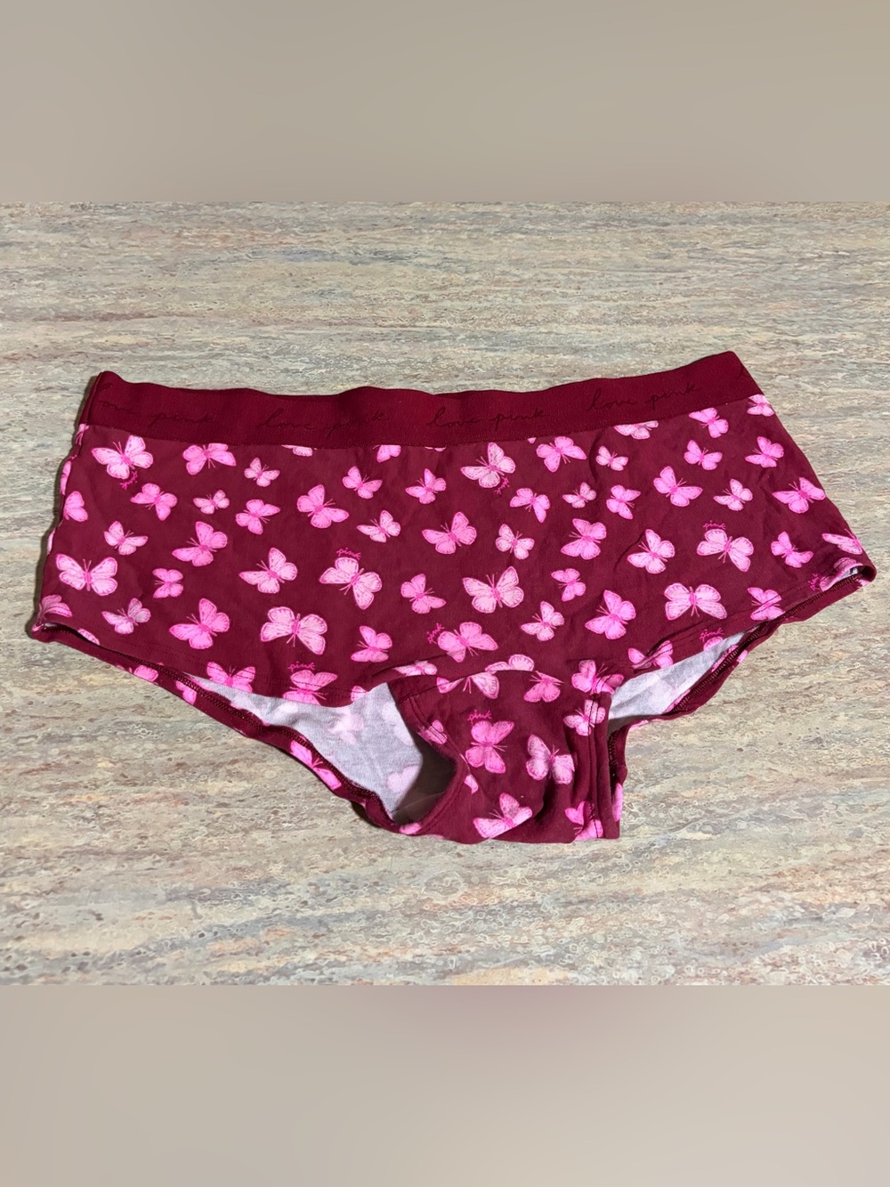 NWOT PINK Victoria’s Secret Burgundy Butterfly & Pink Butterfly Boyshort Panty